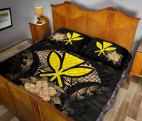 Kanaka Maoli (Hawaii) Polynesian Quilt Bed Set Hibiscus Gold - Polynesian Pride