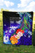 Fiji Premium Quilt - Humpback Whale with Tropical Flowers (Blue) - Polynesian Pride