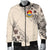 Kiribati Men's Bomber Jacket - The Beige Hibiscus Black - Polynesian Pride