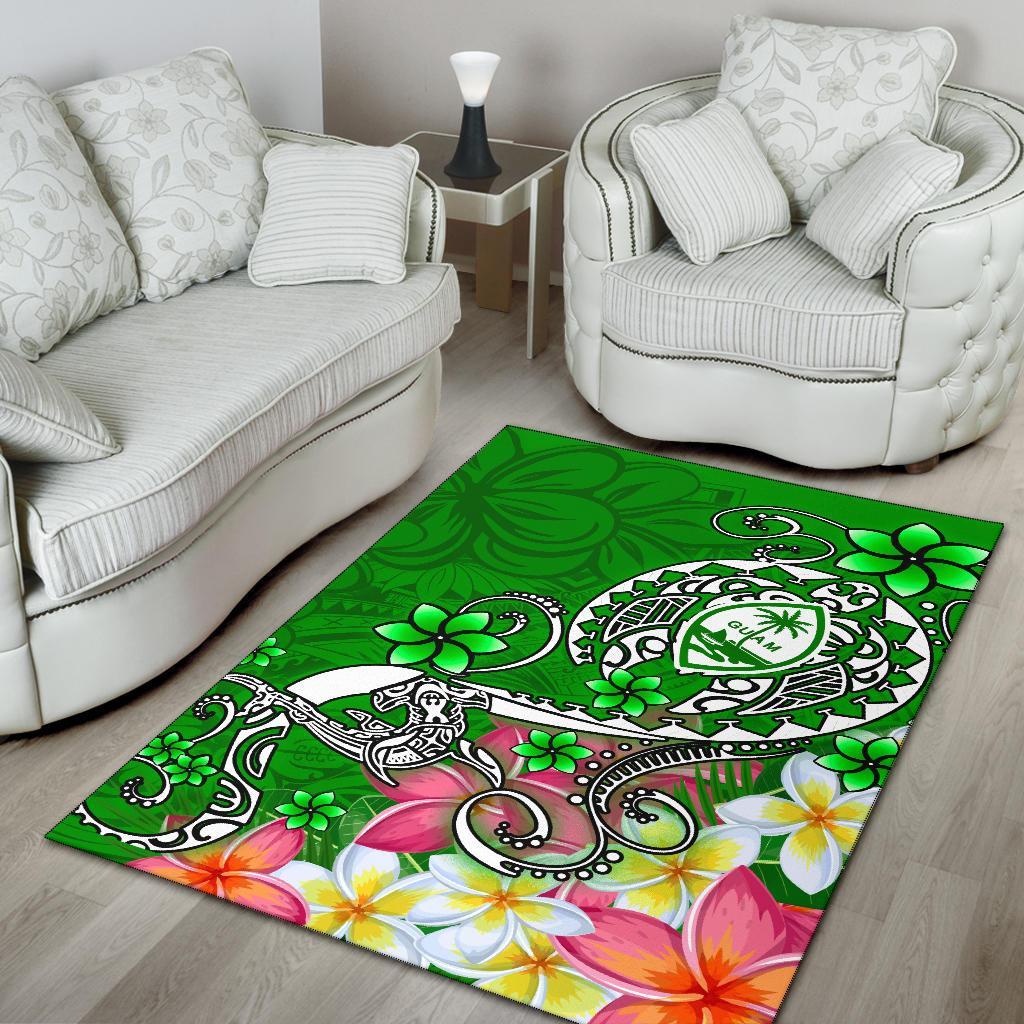 Guam Area Rug - Turtle Plumeria (Green) - Polynesian Pride