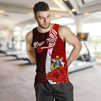 Solomon Islands Polynesian Custom Personalised Men's Tank Top - Coat Of Arm With Hibiscus - Polynesian Pride