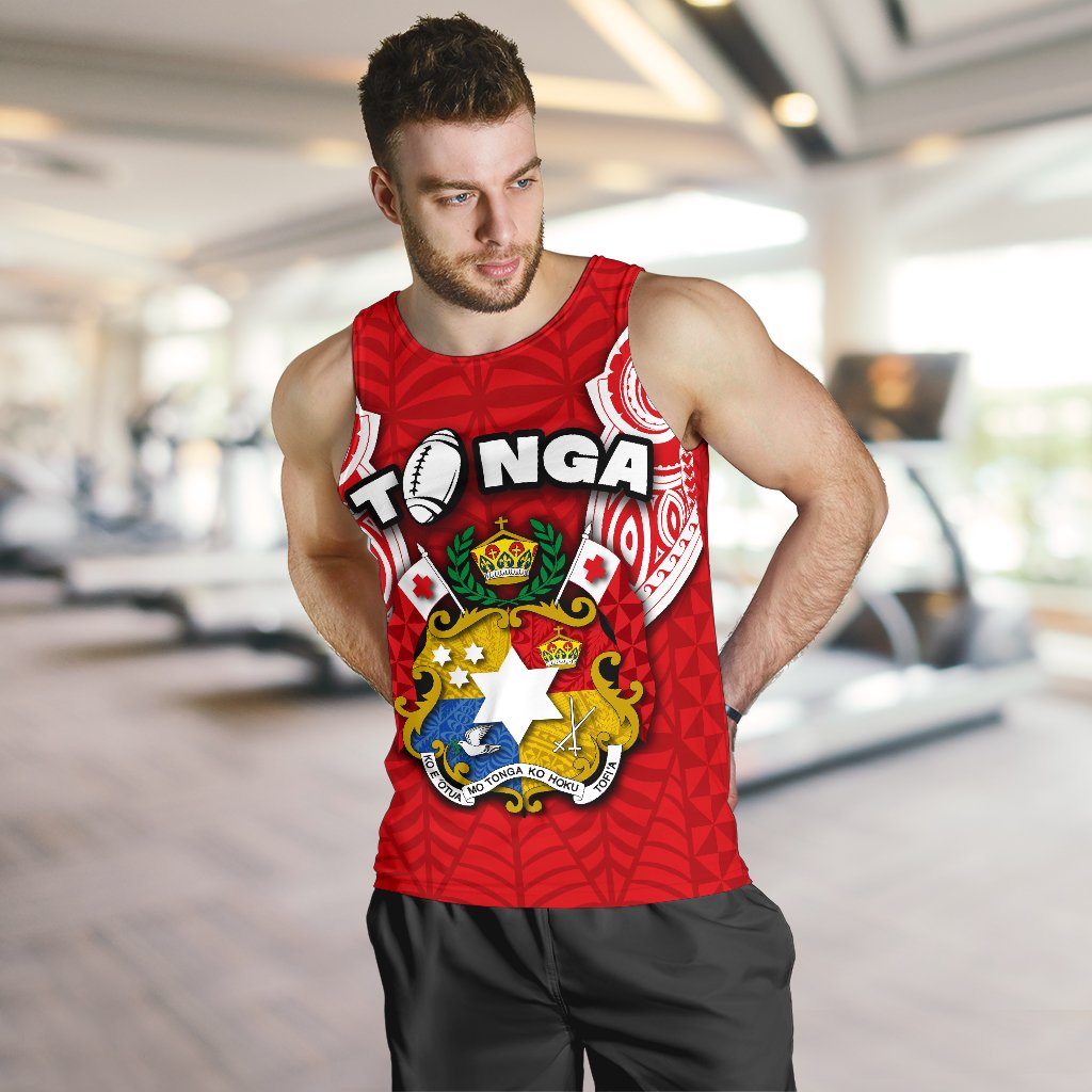 Tonga Rugby Men's Tank Top Royal Style - Polynesian Pride