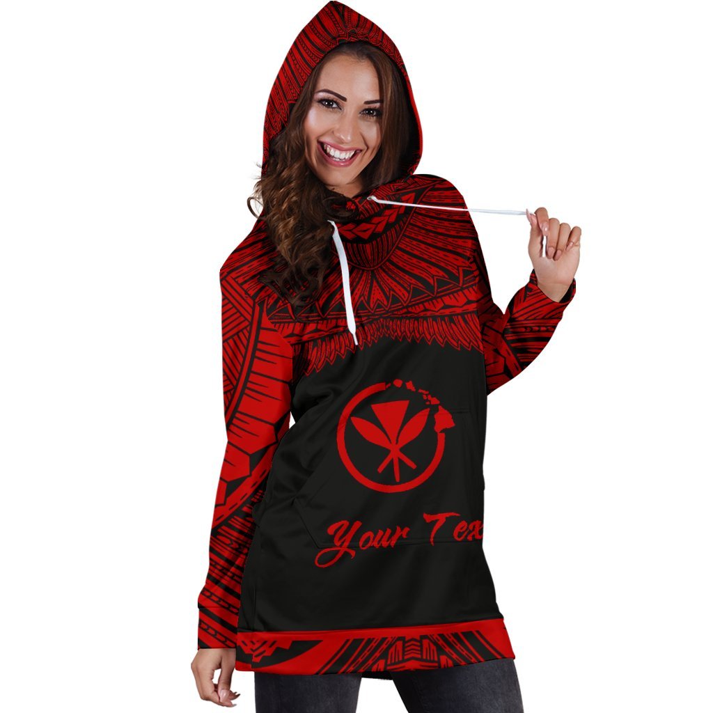 Hawaii Polynesian Custom Personalised Women's Hoodie Dress - Hawaii Pride Red Version - Polynesian Pride