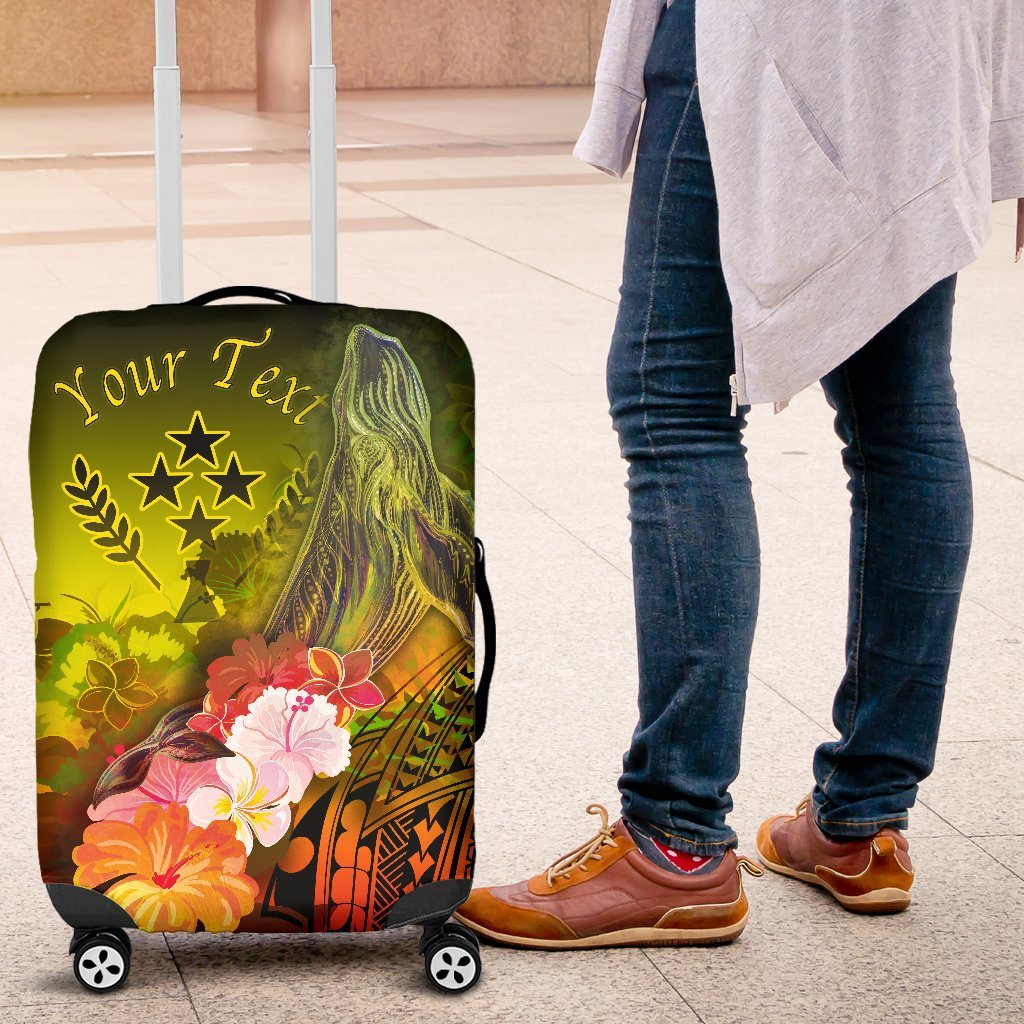 Kosrae Custom Personalised Luggage Covers - Humpback Whale with Tropical Flowers (Yellow) Yellow - Polynesian Pride