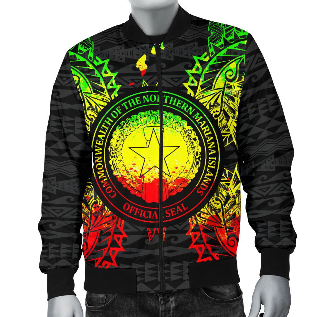 Northern Mariana Islands Polynesian Men's Bomber Jacket Map Reggae - Polynesian Pride