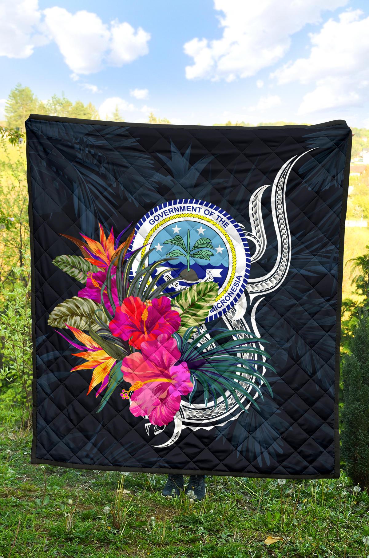 Federated States of Micronesia Premium Quilt - Tropical Flower - Polynesian Pride