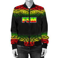 Federated States Of Micronesia Women's Bomber Jacket - Fog Reggae Style - Polynesian Pride