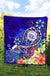 Hawaii Polynesian Premium Quilt - Hawaii Seal With Turtle Plumeria (Blue) - Polynesian Pride