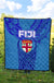 Blue Premium Quilt Fiji Rugby Polynesian Waves Style - Polynesian Pride