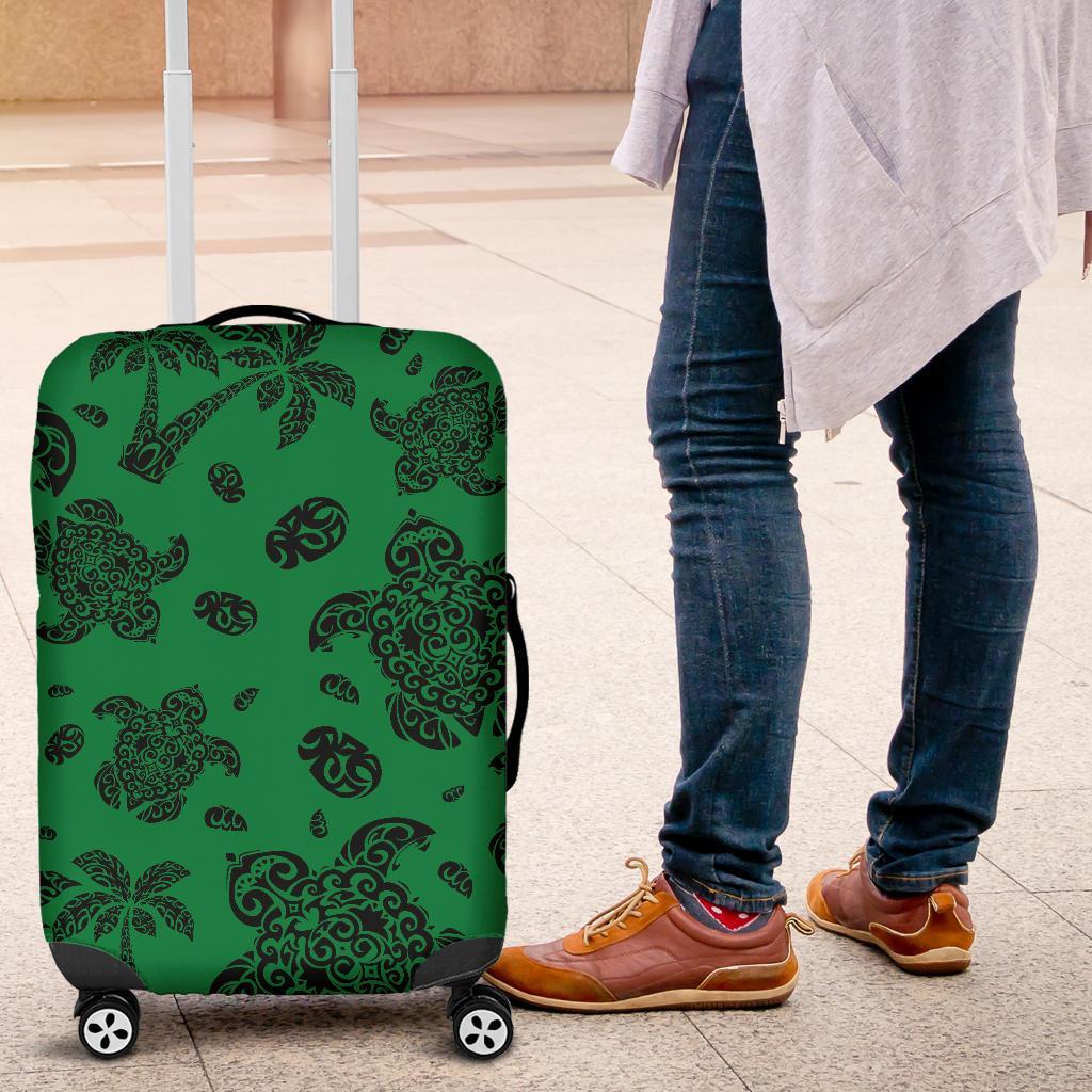 Polynesian Turtle Palm And Sea Pebbles Green Luggage Covers - Polynesian Pride
