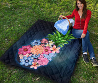 Pineapple Hibiscus Pattern Premium Quilt - Polynesian Pride