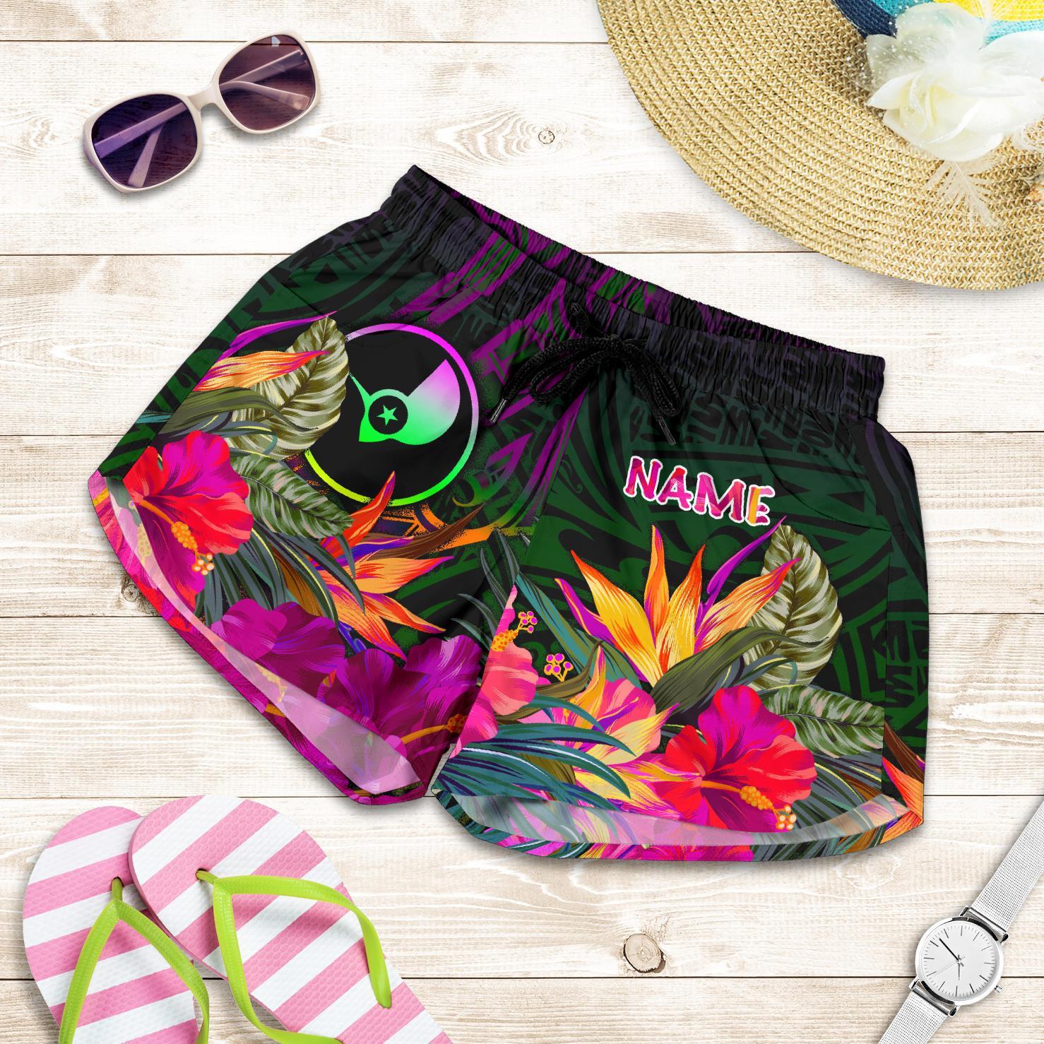 YAP Personalised Women's Shorts - Summer Hibiscus Women Reggae - Polynesian Pride