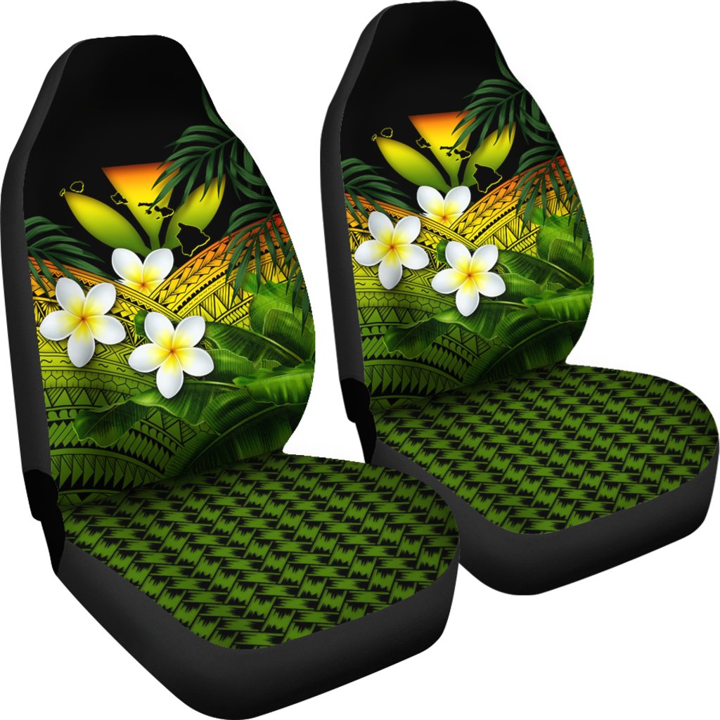 Kanaka Maoli (Hawaiian) Car Seat Covers, Polynesian Plumeria Banana Leaves Reggae One Size Art - Polynesian Pride