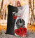 Tahiti Polynesian Premium Blanket - Coat Of Arm With Hibiscus White - Polynesian Pride