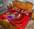 Vanuatu Polynesian Quilt Bed Set - Floral With Seal Red - Polynesian Pride