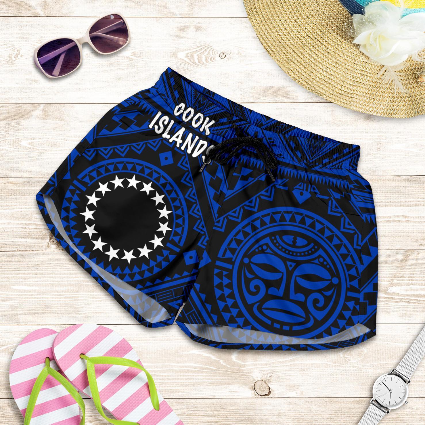 Cook Island Women's Shorts - Seal With Polynesian Tattoo Style ( Blue) Women Blue - Polynesian Pride