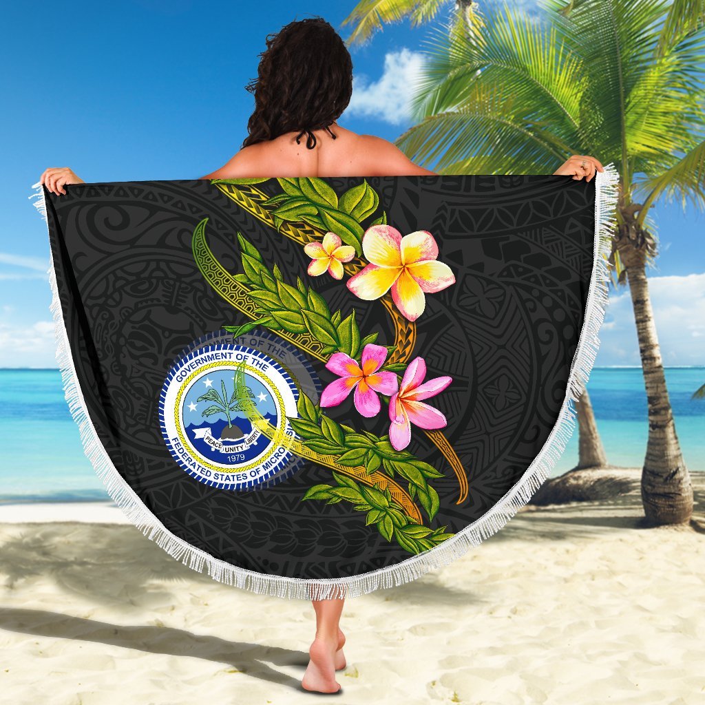 Federated States Of Micronesia Beach Blanket - Plumeria Tribal - Polynesian Pride