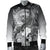 Polynesian Hawaii Custom Personalised Men's Bomber Jacket - Humpback Whale with Tropical Flowers (White) - Polynesian Pride