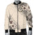 Cook Islands Men's Bomber Jacket - The Beige Hibiscus Beige - Polynesian Pride