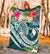 YAP Polynesian Premium Blanket - Summer Plumeria (Turquoise) - Polynesian Pride