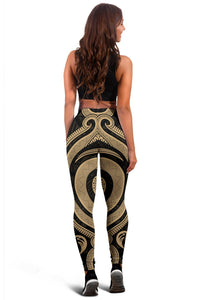 Nauru Women's Leggings - Gold Tentacle Turtle - Polynesian Pride