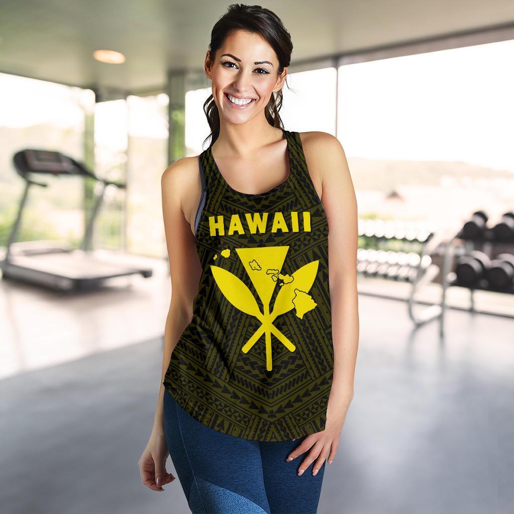 Hawaii Kanaka Polynesian Women's Racerback Tank Yellow - Polynesian Pride