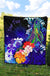 Marshall Islands Custom Personalised Premium Quilts - Humpback Whale with Tropical Flowers (Blue) - Polynesian Pride