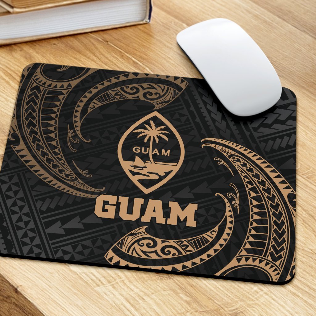 Guam Polynesian Mouse Pad - Gold Tribal Wave - Polynesian Pride