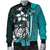 Tonga Micronesia Men's Bomber Jackets Turquoise - Turtle With Hook - Polynesian Pride