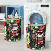 Hawaii Santa Claus Surf Christmas Pattern Laundry Basket - AH - Polynesian Pride