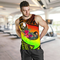 Yap Men's Tank Top - Polynesian Hook And Hibiscus (Reggae) - Polynesian Pride