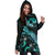 Tonga Polynesian Hoodie Dress - Turtle With Blooming Hibiscus Turquoise - Polynesian Pride