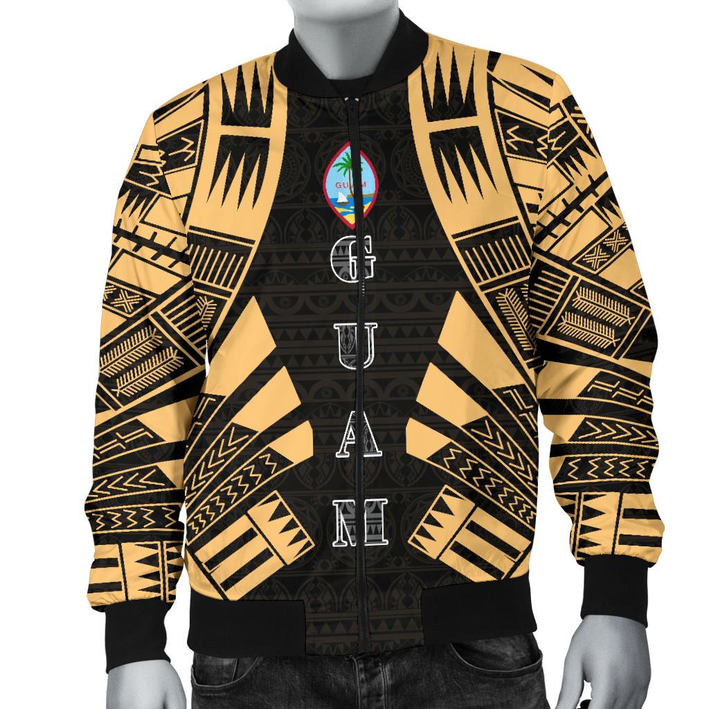 Guam Men Bomber Jackets - Polynesian Tattoo Gold - Polynesian Pride