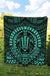 Hawaiian Kakau Honu Arc Turquoise Polynesian Premium Quilt - Polynesian Pride