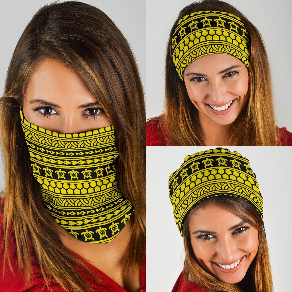 Polynesian Tattoo Tribal Yellow Bandana 3 - Pack Yellow One Size - Polynesian Pride