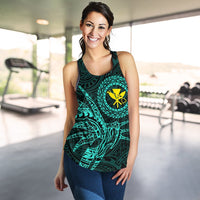 Hawaii Women's Racerback Tank Polynesian Kanaka Map Hawaiian Racerback - Turquoise - TT Style - Polynesian Pride