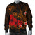 Polynesian Hawaii Men's Bomber Jacket - Humpback Whale with Hibiscus (Golden) - Polynesian Pride