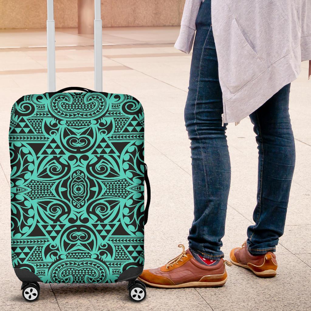 Polynesian Kakau Turtle Turquoise Luggage Covers - Polynesian Pride