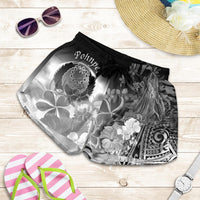 Pohnpei Women's Shorts - Humpback Whale with Tropical Flowers (White) - Polynesian Pride