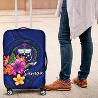 Samoa Polynesian Luggage Covers - Floral With Seal Blue - Polynesian Pride