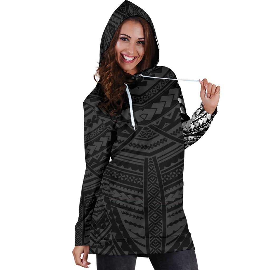 Maori Samoan Tattoo Women's Hoodie Dress White Version - Polynesian Pride