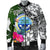 Federated States of Micronesia Men's Bomber Jacket White - Turtle Plumeria Banana Leaf - Polynesian Pride