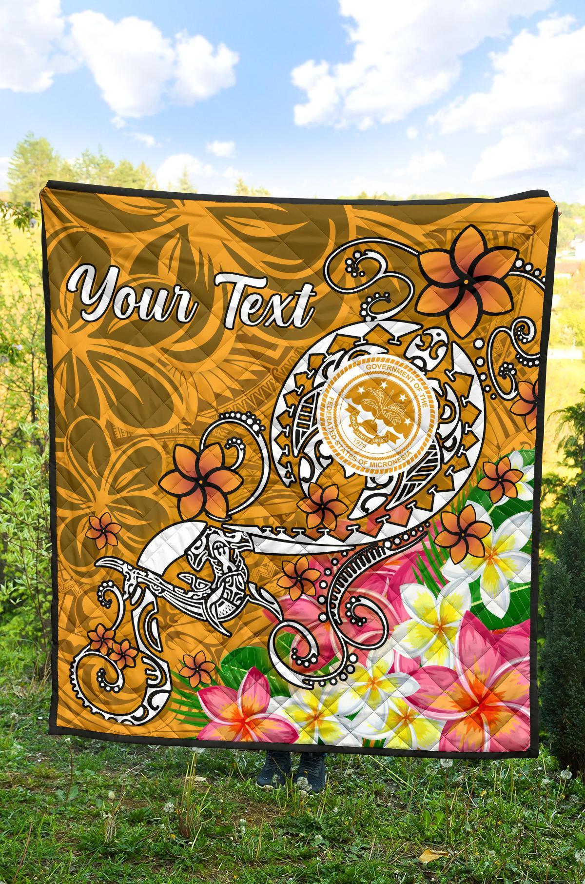 FSM Custom Personalised Premium Quilt - Turtle Plumeria (Gold) - Polynesian Pride