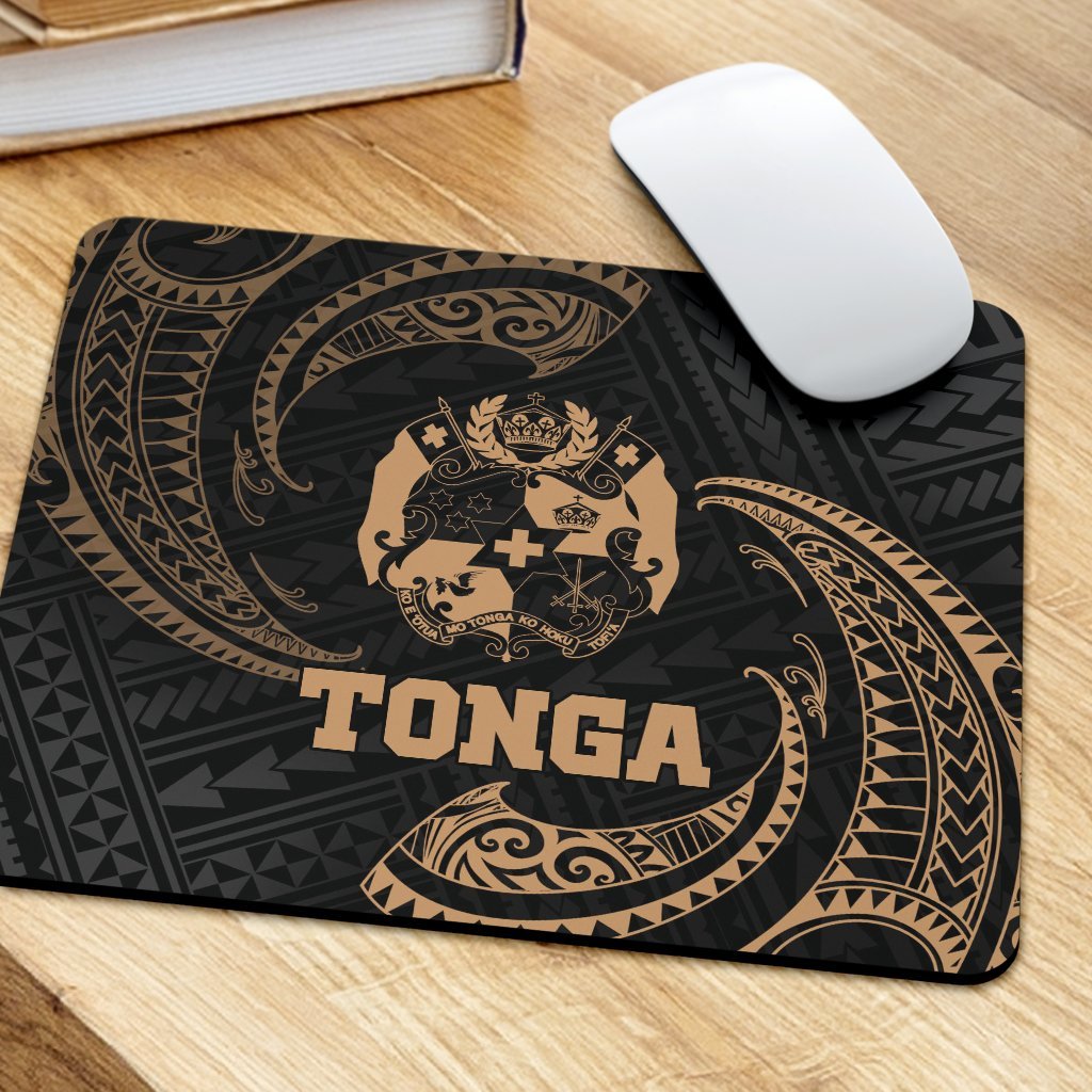 Tonga Polynesian Mouse Pad - Gold Tribal Wave - Polynesian Pride
