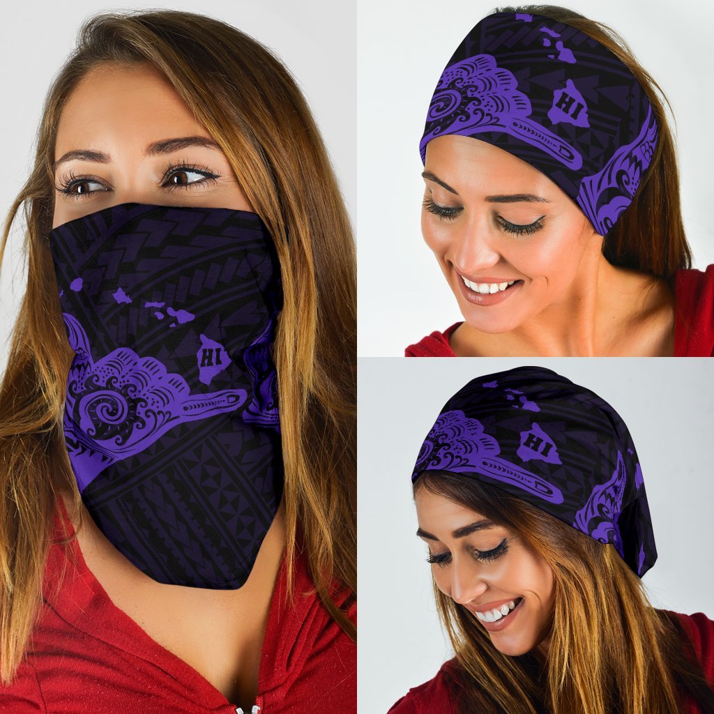 Polynesian Shaka Map Hawaii Bandana 3 - Pack - Purple - Polynesian Pride