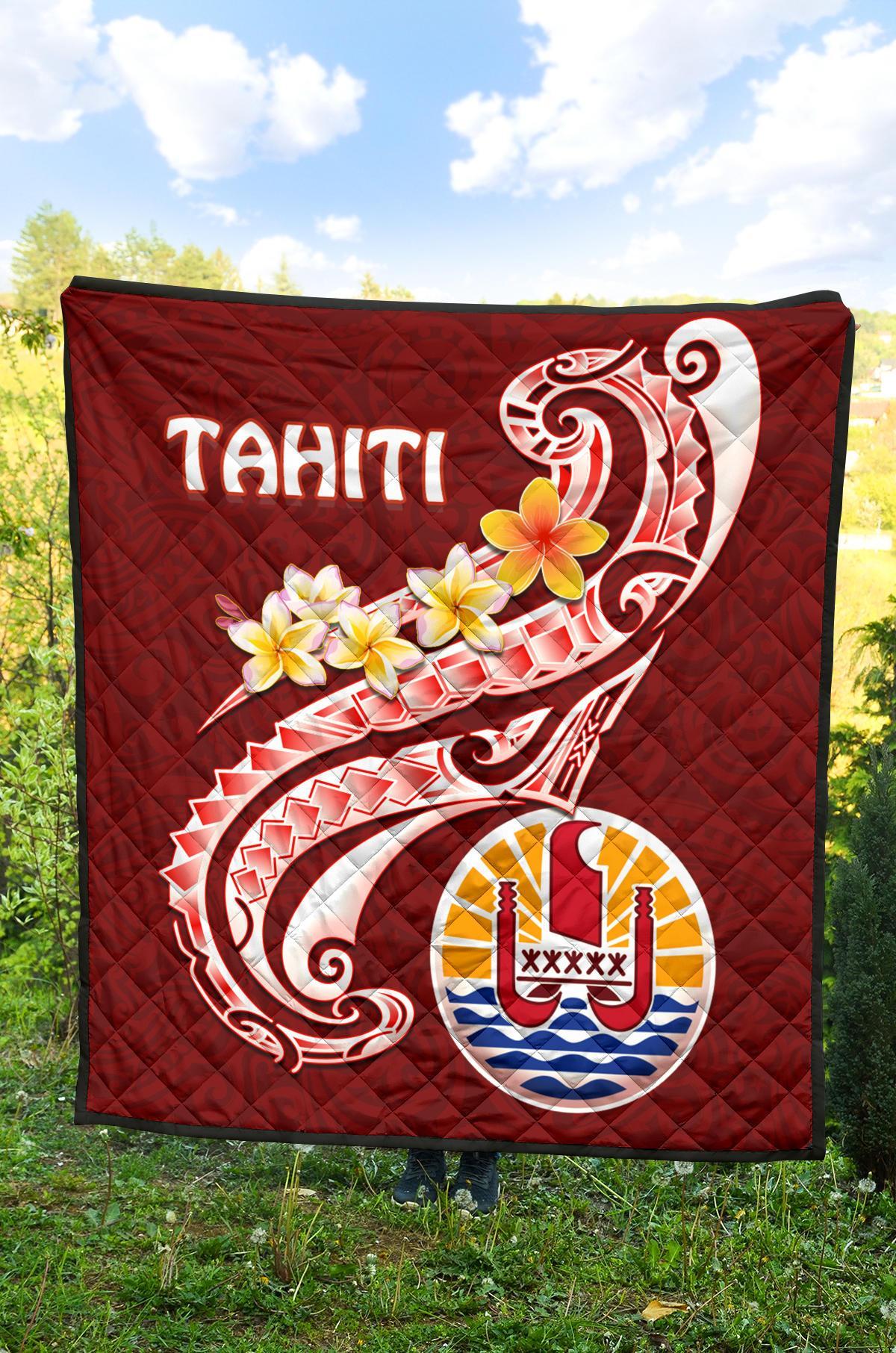 Tahiti Premium Quilt - Tahiti Seal Polynesian Patterns Plumeria - Polynesian Pride