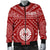 Tahiti Men's Bomber Jacket - Tahiti Seal In Polynesian Tattoo Style (Red) - Polynesian Pride