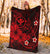 Polynesian Hawaii Kanaka Maoli Premium Blanket - Humpback Whale with Hibiscus (Red) - Polynesian Pride