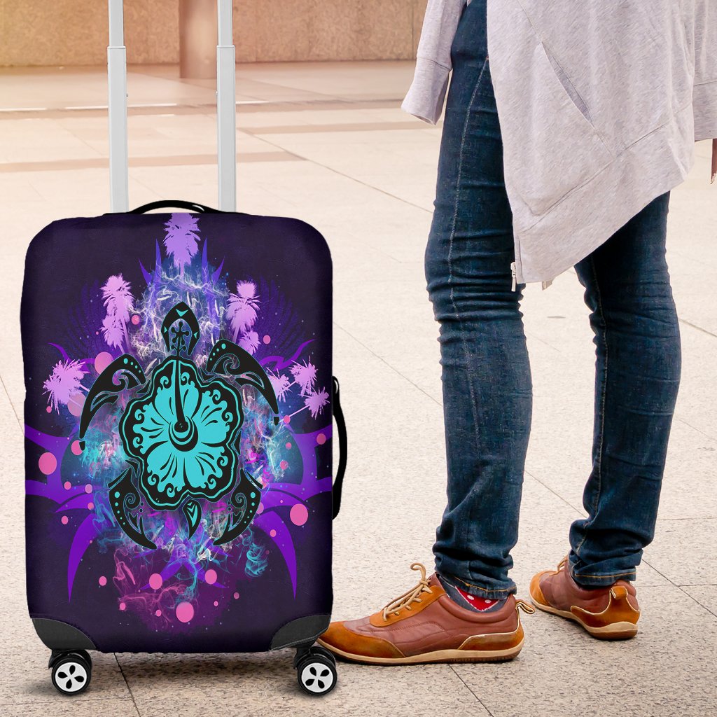 Turtle And Hibiscus Luggage Cover 02 - Polynesian Pride