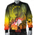 Cook Islands Custom Personalised Men's Bomber Jacket - Humpback Whale with Tropical Flowers (Yellow) - Polynesian Pride